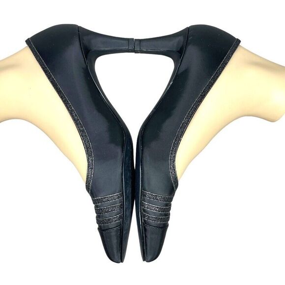 Easy Street Womens Alive@5 Black Black Glitter Dance Flex Heel Pump Size 7.5 - Picture 4 of 12